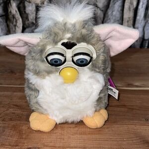Furby 1998 Model 70-800 CHURCH MOUSE SERIES 1 Grey Brown Fur Blue Eyes With TAG